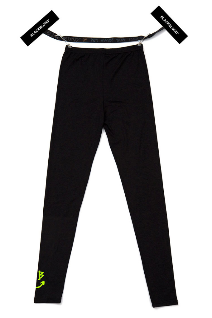 ブラックブロンド(BLACKBLOND) BBD Smile Logo Leggings (Black/Neon Yellow