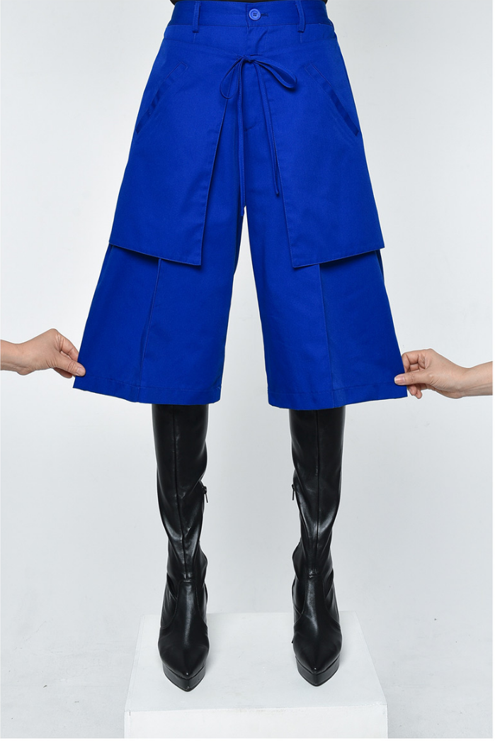 イーエスシースタジオ(ESC STUDIO) Strap Crop Wide Pants (Blue)