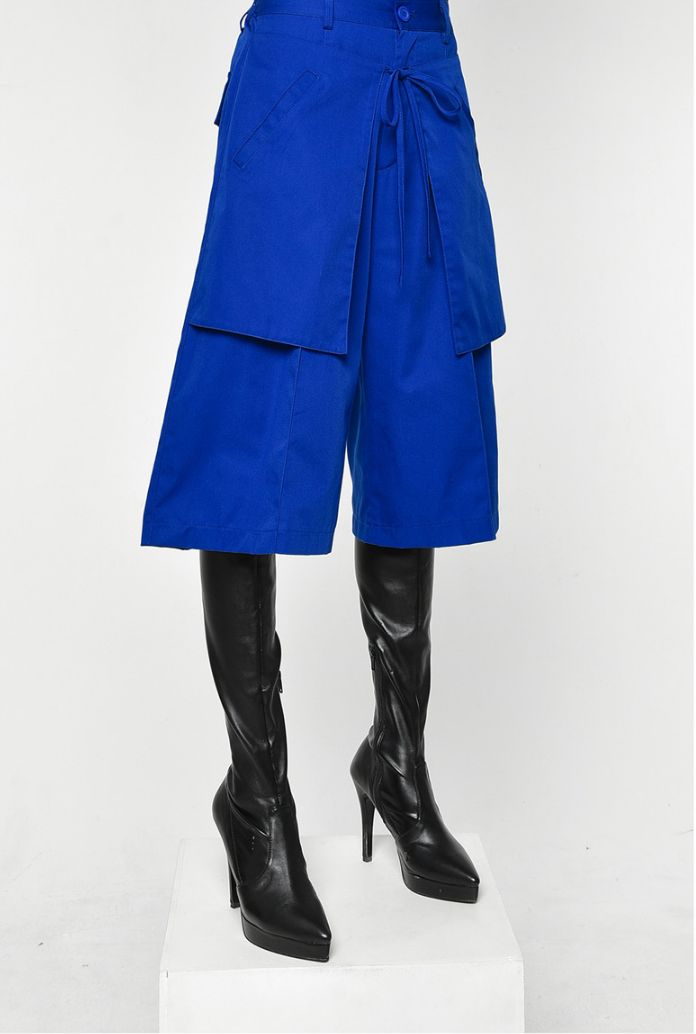 イーエスシースタジオ(ESC STUDIO) Strap Crop Wide Pants (Blue)