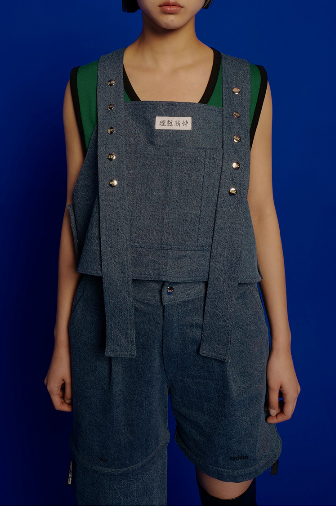 イーエスシースタジオ(ESC STUDIO) Button denim vest (blue)