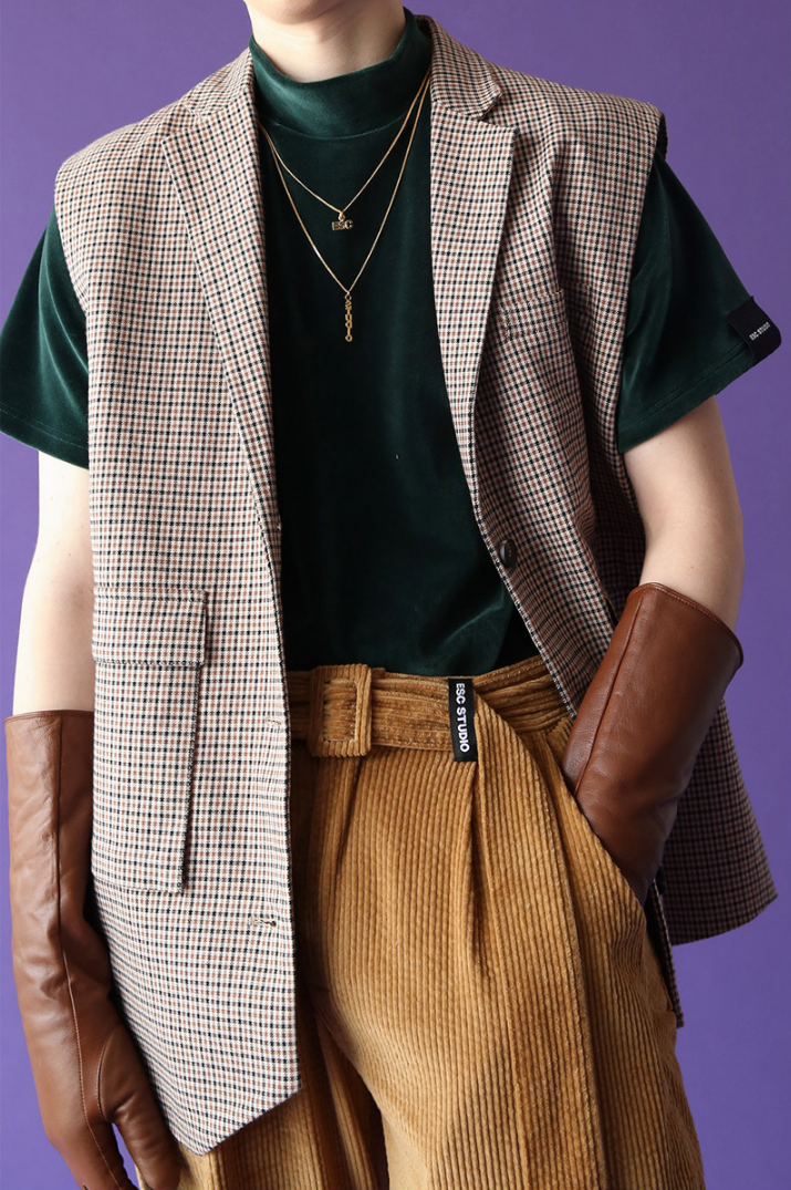 イーエスシースタジオ(ESC STUDIO) Pocket vest (check)