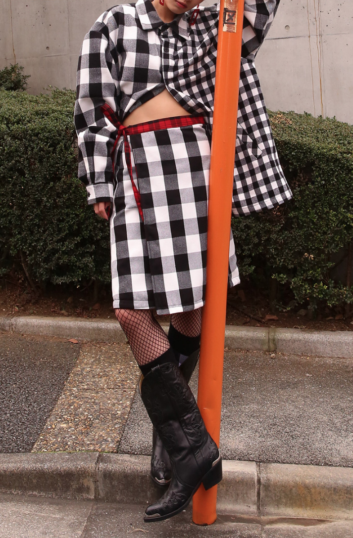 イーエスシースタジオ(ESC STUDIO) Reversible check rap skirt(両面)