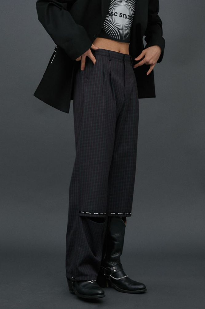 イーエスシースタジオ(ESC STUDIO) Leg open pants (Check)