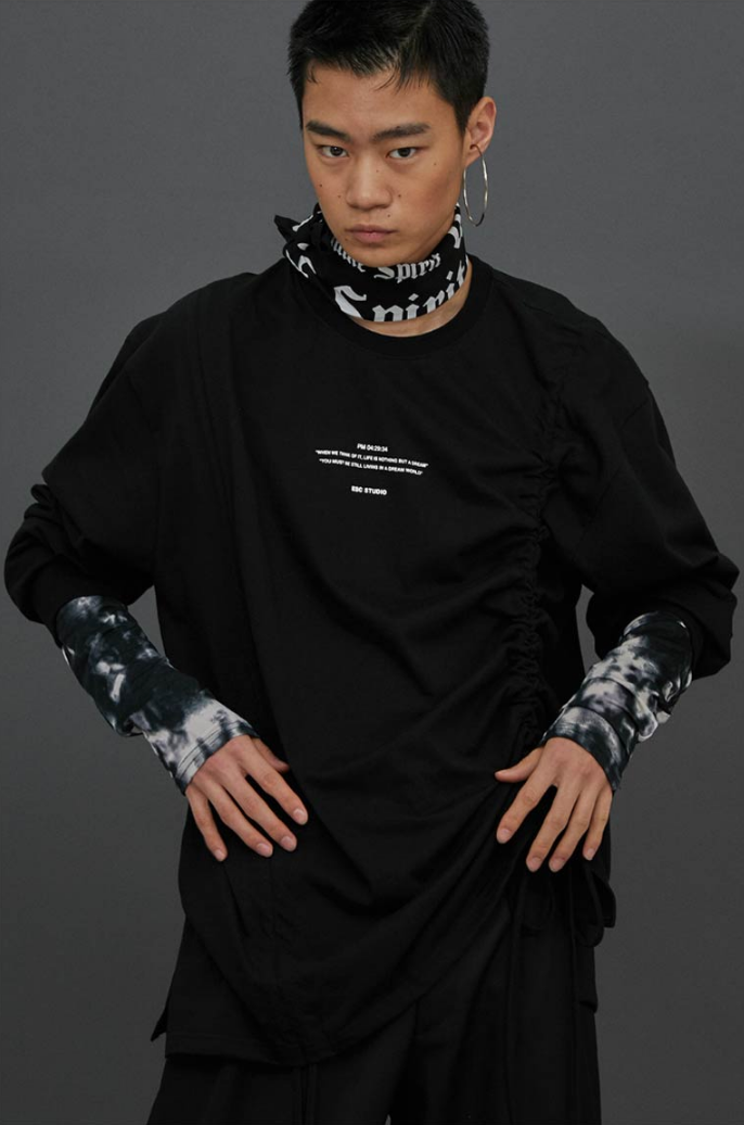 イーエスシースタジオ(ESC STUDIO) Shirring long sleeves (Black)