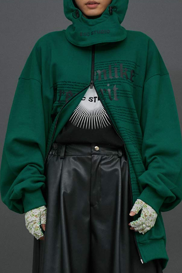 イーエスシースタジオ(ESC STUDIO) Long zipper hood MTM (Green)