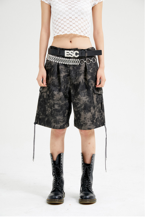 イーエスシースタジオ(ESC STUDIO) Tie-dye denim shorts