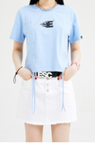 イーエスシースタジオ(ESC STUDIO) Shirring crop T-shirt (sky blue)