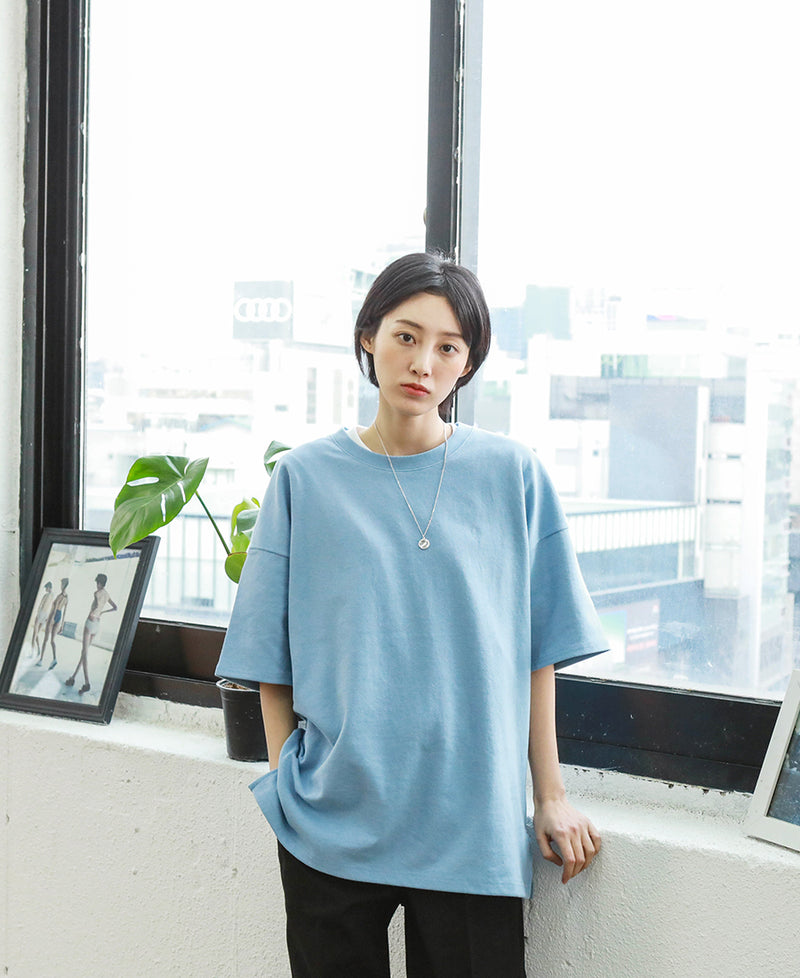 JEMUT (ジェモッ) EDDY OVERFIT SHORT TEE BLUE GRAY KJST2189