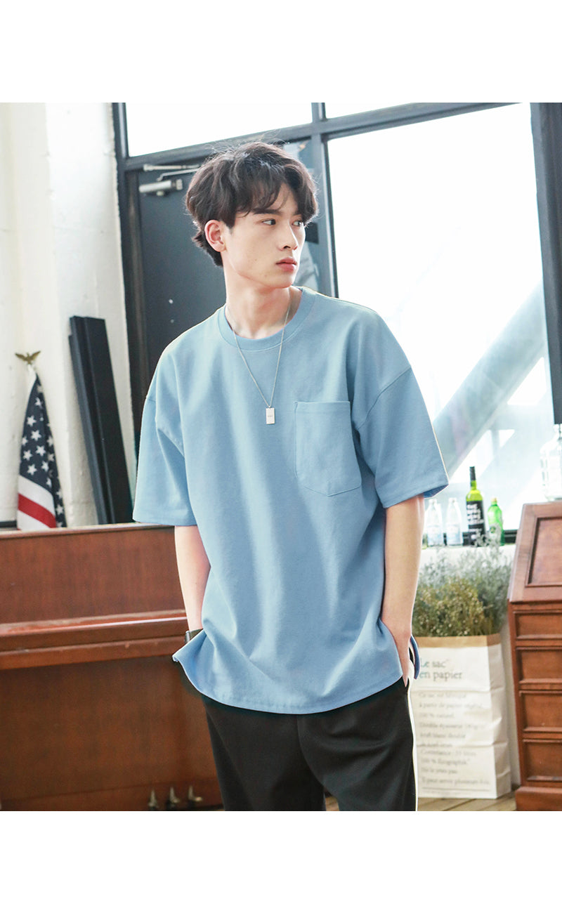 JEMUT (ジェモッ) EDGE POCKET T-SHIRTS BLUE GRAY KJST2198