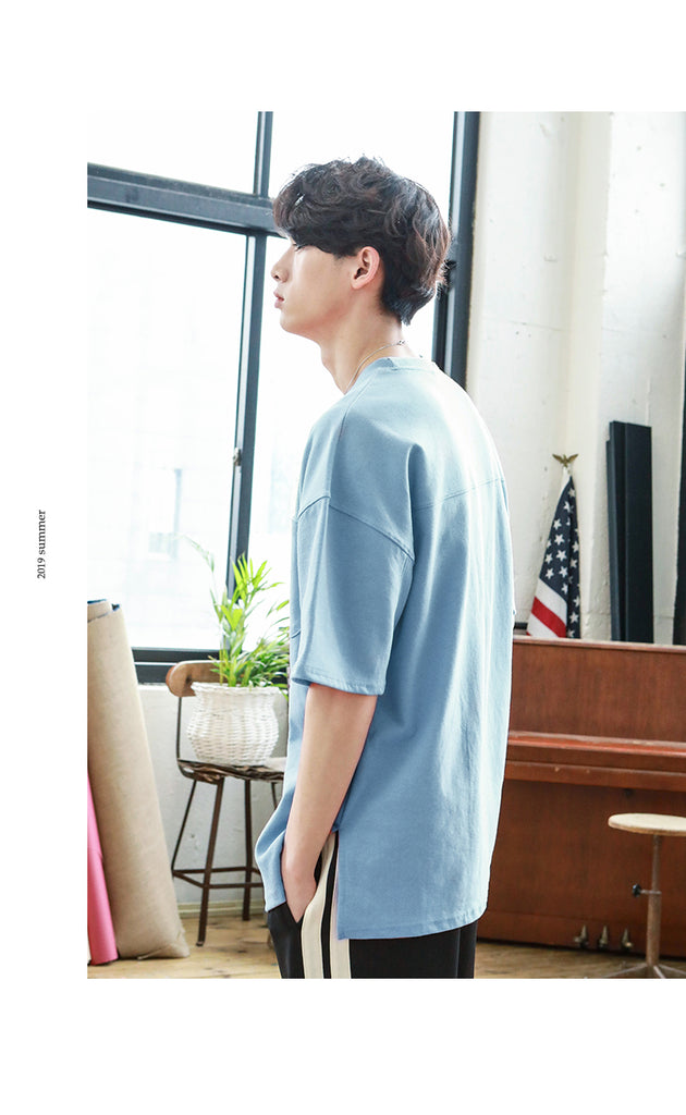 JEMUT (ジェモッ) EDGE POCKET T-SHIRTS BLUE GRAY KJST2198