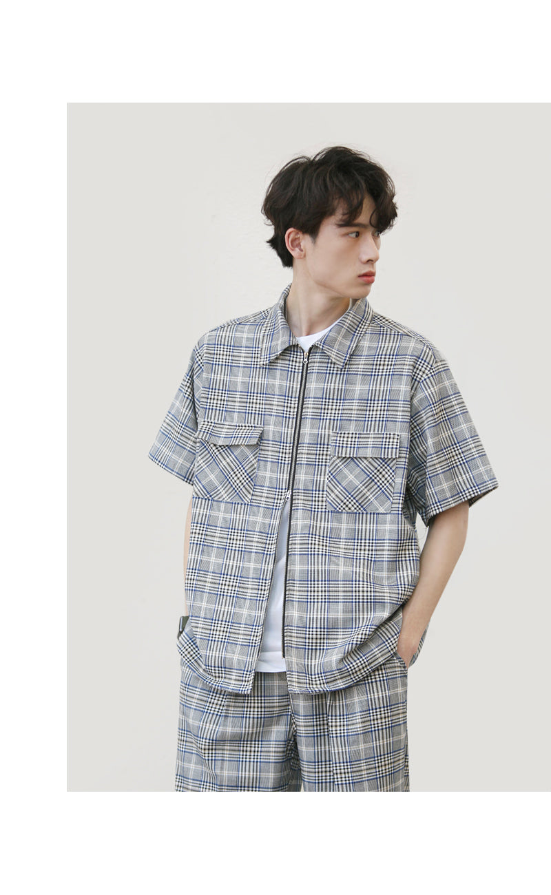JEMUT (ジェモッ) MONACOTOUR CHECK SHIRTS NAVY HSSS2212