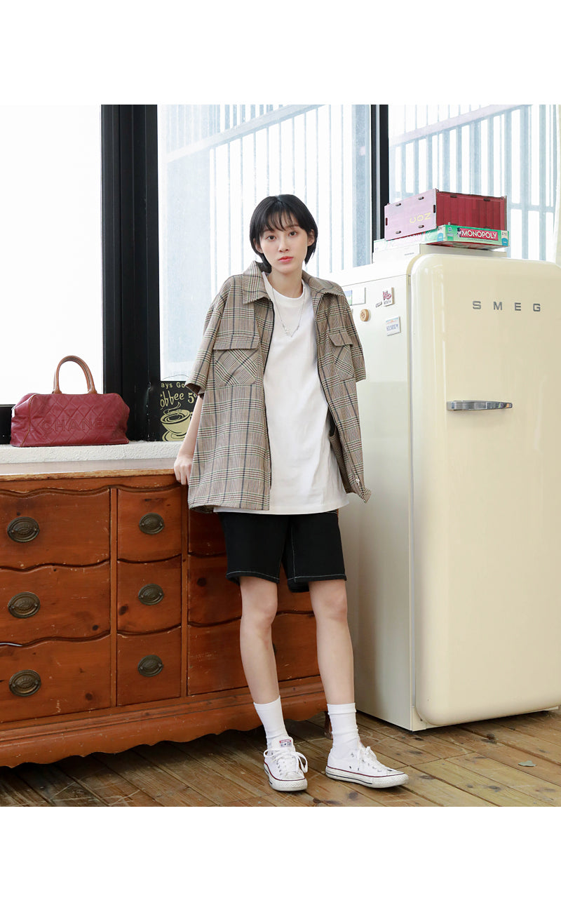 JEMUT (ジェモッ) MONACOTOUR CHECK SHIRTS KHAKI HSSS2212