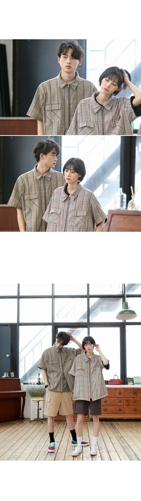 JEMUT (ジェモッ) MONACOTOUR CHECK SHIRTS KHAKI HSSS2212