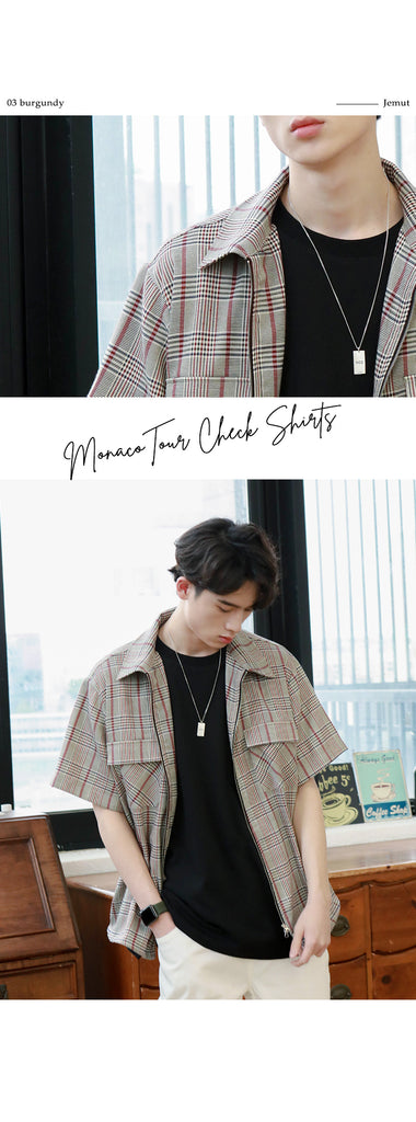 JEMUT (ジェモッ) MONACOTOUR CHECK SHIRTS BURGUNDY HSSS2212
