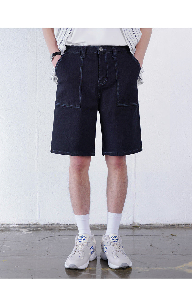 JEMUT (ジェモッ) LINE STITCH DENIM SHORT PANTS DEEP BLUE HSSP2222