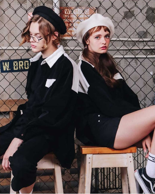 ダブルユーブイプロジェクト(WV PROJECT) LOKO CORDUROY SHIRT BLACK MJLS7195