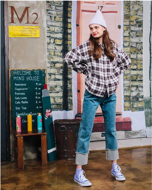 ダブルユーブイプロジェクト(WV PROJECT) TAMI CHECK SHIRT VIOLET MJLS7208