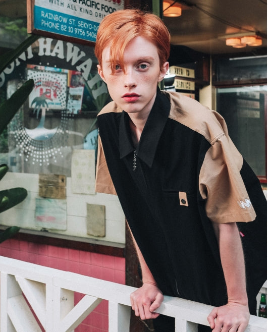 ダブルユーブイプロジェクト(WV PROJECT) MIND SHOT SLEEVE SHIRT BLACK SYSS7164