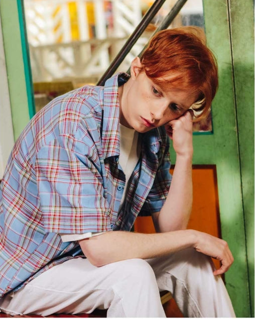 ダブルユーブイプロジェクト(WV PROJECT) POKY SHORT SLEEVE SHIRT BLUE SYSS7158