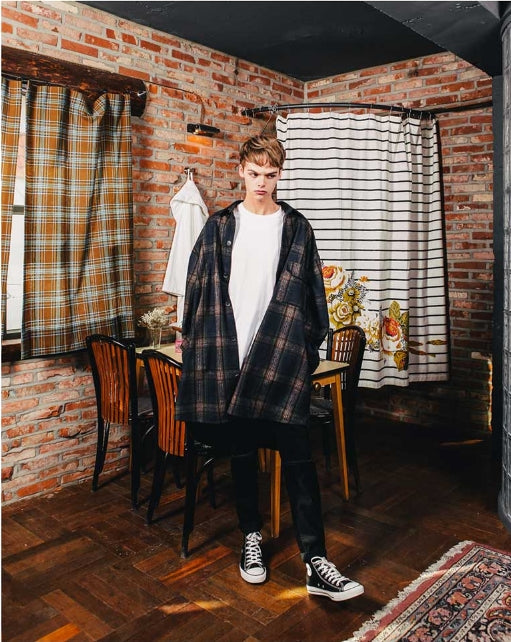 ダブルユーブイプロジェクト(WV PROJECT) DIA BALLOON BOX SHIRT NAVY JJLS7129