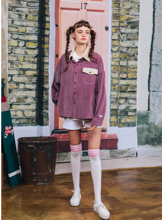 ダブルユーブイプロジェクト(WV PROJECT) LOKO CORDUROY SHIRT PURPLE MJLS7195