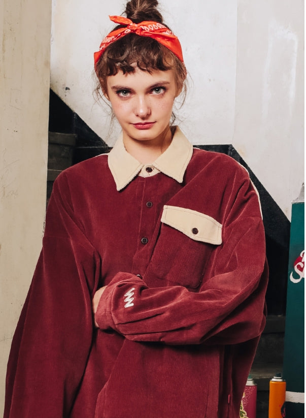 ダブルユーブイプロジェクト(WV PROJECT) LOKO CORDUROY SHIRT BRIQUE MJLS7195