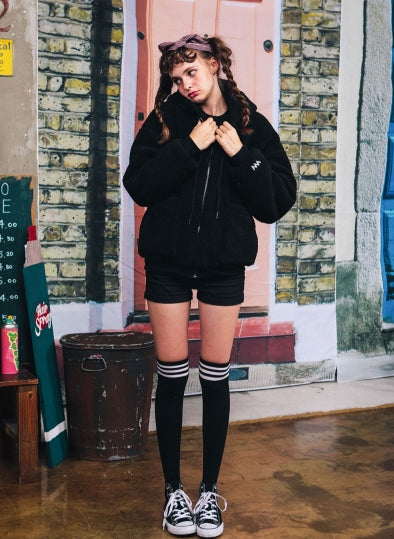 ダブルユーブイプロジェクト(WV PROJECT) TEENI WOOL HOOD ZIPUP BLACK MJHD7194