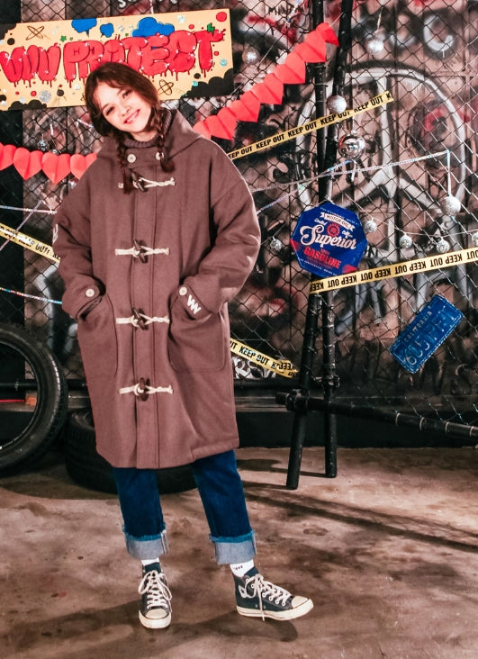 ダブルユーブイプロジェクト(WV PROJECT) OVER SIZE DUFFEL COAT PURPLE JJOT7123