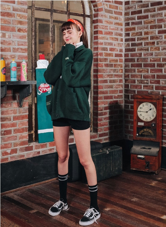 ダブルユーブイプロジェクト(WV PROJECT) THEBELL KNIT CARDIGAN GREEN SYOT7199