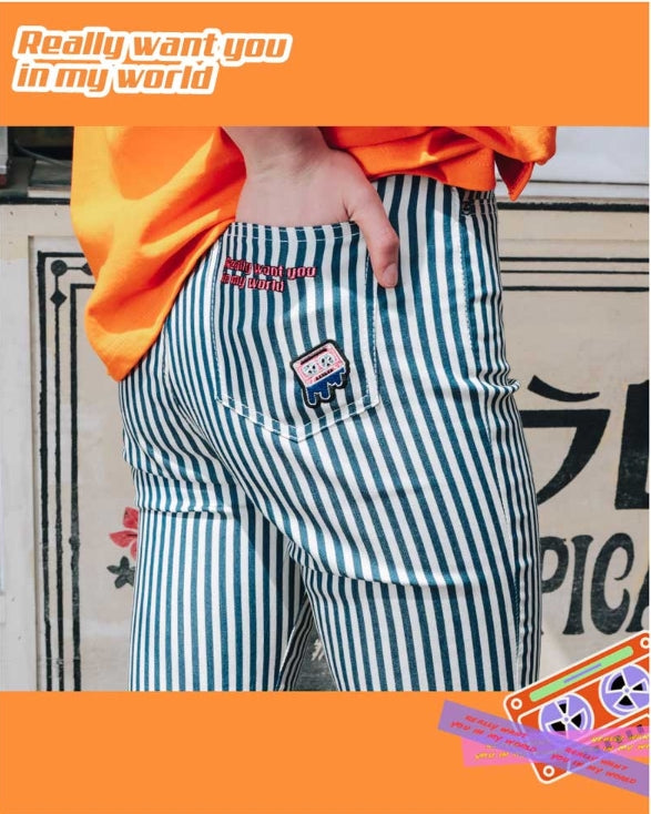 ダブルユーブイプロジェクト(WV PROJECT) MOBLE ETRO DENIM PANTS BIG STRIPE JYLP7181