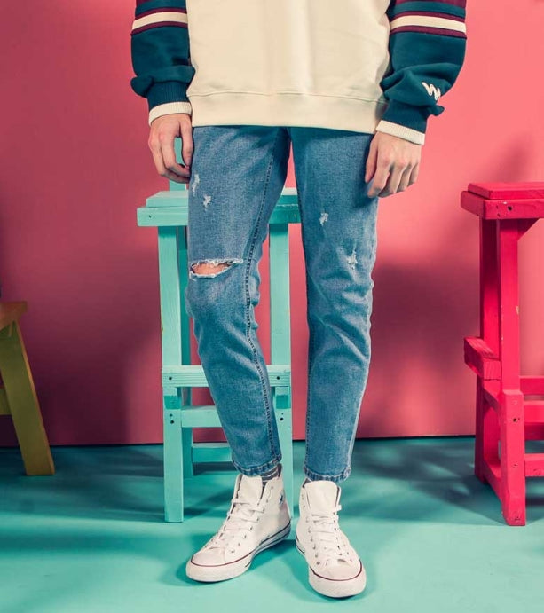 ダブルユーブイプロジェクト(WV PROJECT) PUM DENIM PANTS LIGHT BLUE MJLP7055