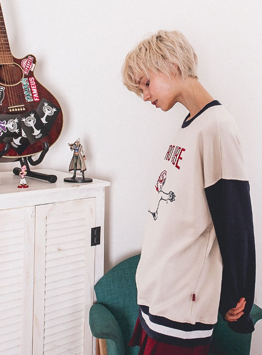 ダブルユーブイプロジェクト(WV PROJECT) LINE RETRO SWEATSHIRT CREAM JJMT7034