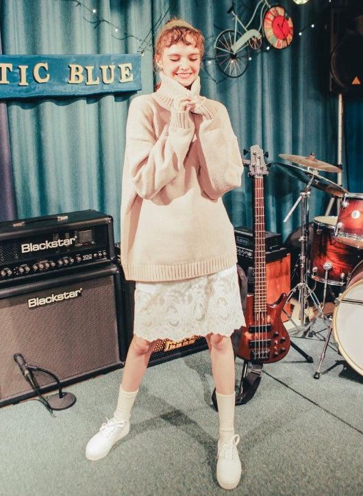 ダブルユーブイプロジェクト(WV PROJECT) CHEESE TURTLENECK PINK BEIGE KHKN7120
