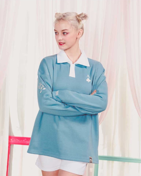 ダブルユーブイプロジェクト(WV PROJECT) CARD SWEATSHIRT BLUE SYMT7144