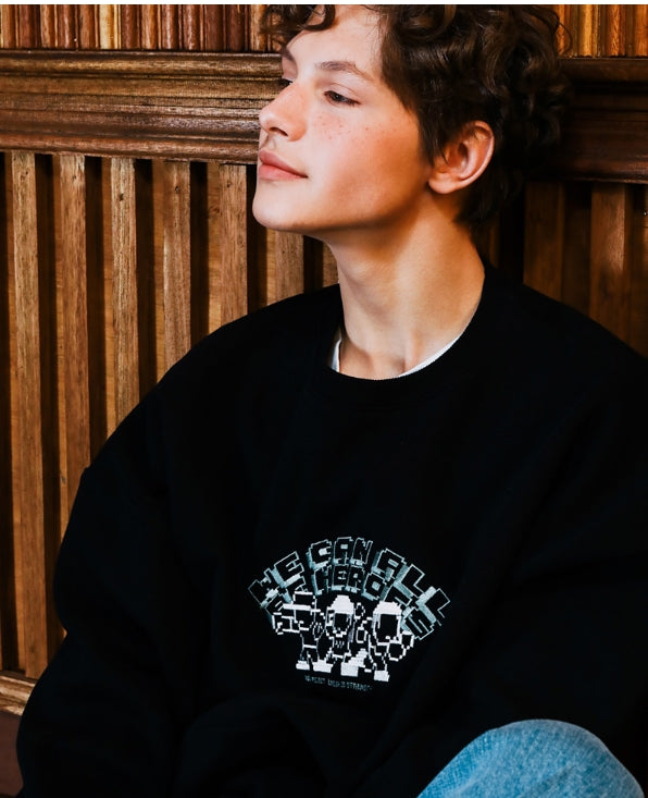 ダブルユーブイプロジェクト(WV PROJECT) WE CAN BE HERO SWEATSHIRTS BLACK JJMT7236