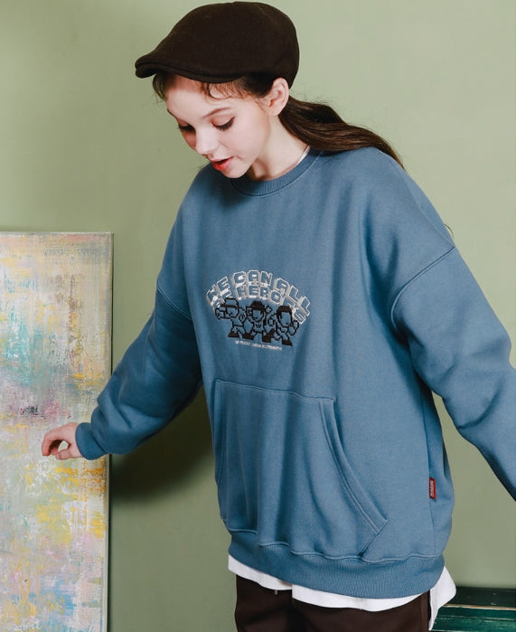 ダブルユーブイプロジェクト(WV PROJECT) WE CAN BE HERO SWEATSHIRTS BLUEGRAY JJMT7236