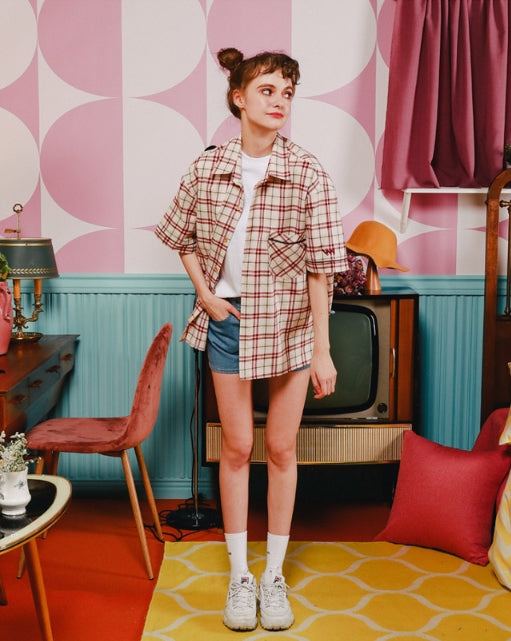 ダブルユーブイプロジェクト(WV PROJECT)FIRST CHECK SHORT SLEEVED SHIRTS MJSS7260 (BEIGE)