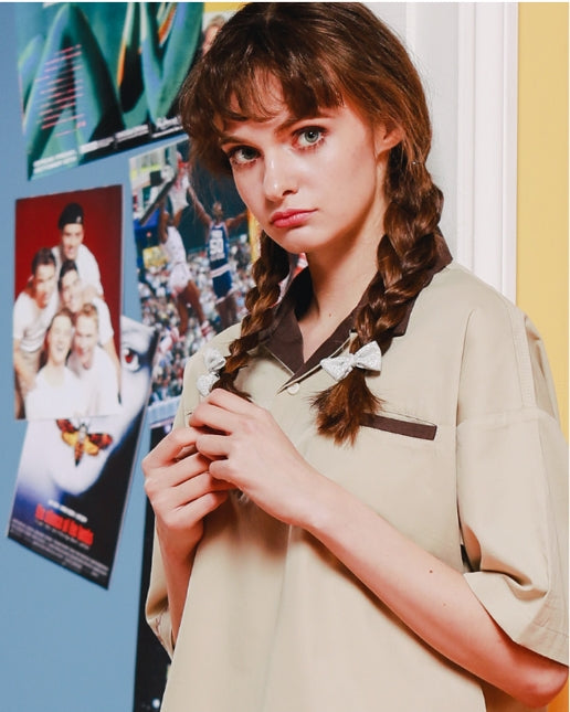 ダブルユーブイプロジェクト(WV PROJECT) Raps Kara half-sleeved tea shirt Beige MJST7254