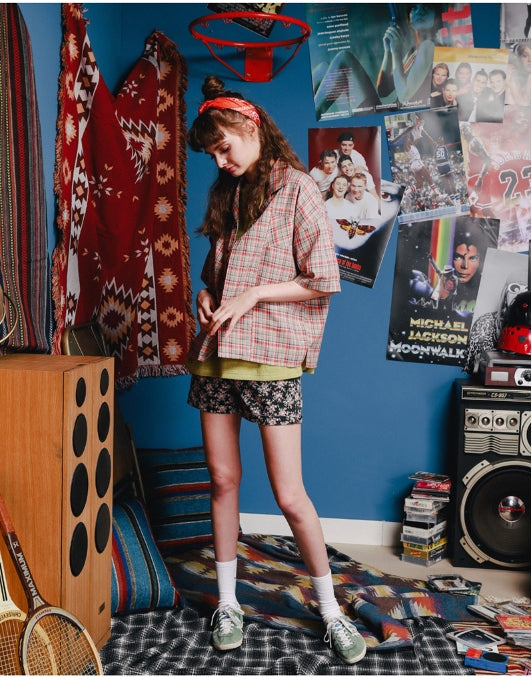 ダブルユーブイプロジェクト(WV PROJECT) NEWTRO CHECK SOHRT-SHIRTS BEIGE JJSS7271