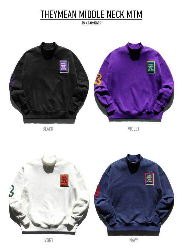 ティーダヴリューエヌ(TWN) THEYMEAN MIDDLE NECK SWEATSHIRTS JEMT3155