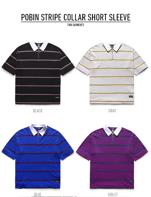ティーダヴリューエヌ(TWN) POBIN STRIPE COLLAR SHORT SLEEVE YMST3121