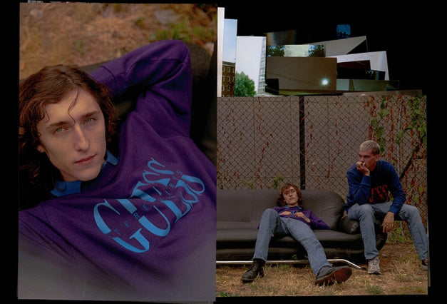 ステレオバイナルズ(Stereo Vinyls) [18FW STEREO X GUESS] Logo Sweatshirts(Purple)