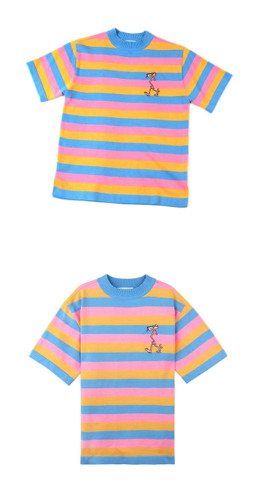 ステレオバイナルズ(Stereo Vinyls) [SS19 Pink Panther] PP Stripe S/S Knit(Blue)