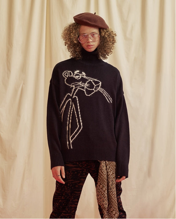 ステレオバイナルズ(Stereo Vinyls) [FW18 Pink Panther] Turtleneck Knit(Black)