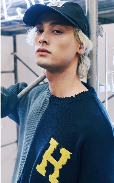 ステレオバイナルズ(Stereo Vinyls) [SS17 Colour] Boucle Letter Knit(Black)