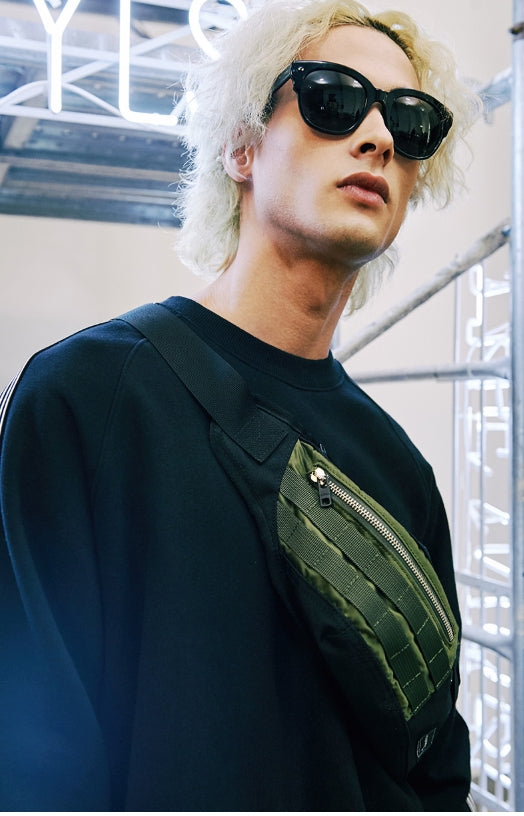 ステレオバイナルズ(Stereo Vinyls) [SS17 Colour] Raglan Tape Sweatshirt(Black)