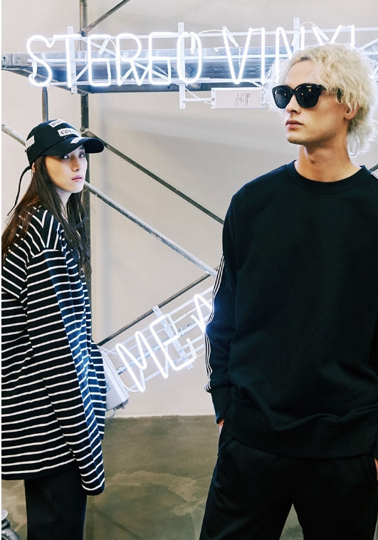 ステレオバイナルズ(Stereo Vinyls) [SS17 Colour] Raglan Tape Sweatshirt(Black)