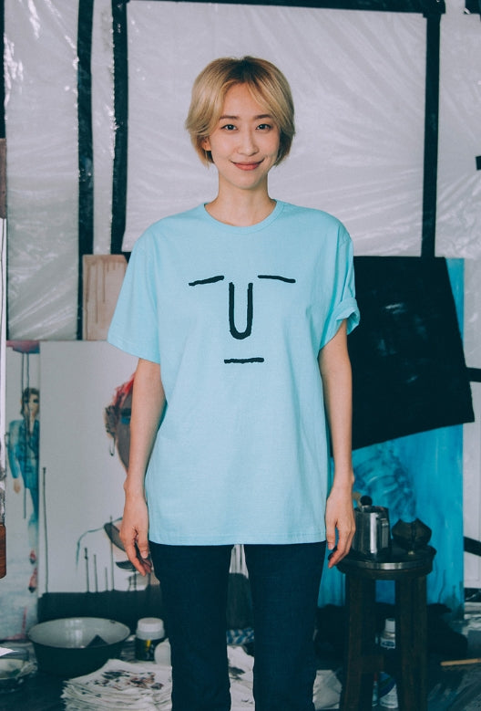 ステレオバイナルズ(Stereo Vinyls) [NOUNOU S1] Face S2 T-Shirts(Sky Blue)
