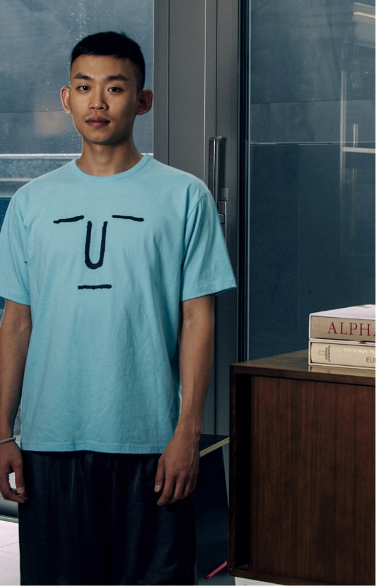 ステレオバイナルズ(Stereo Vinyls) [NOUNOU S1] Face S2 T-Shirts(Sky Blue)