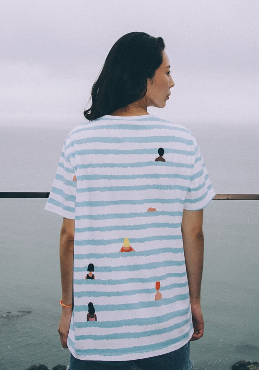 ステレオバイナルズ(Stereo Vinyls) [NOUNOU S1] Stripe T-Shirts(White)
